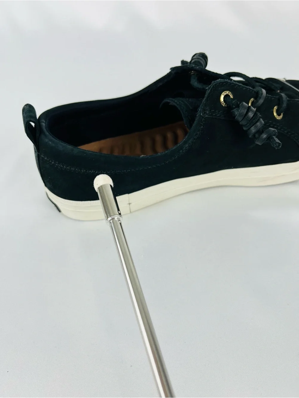 Sperry Women's Crest Vibe Plushwave Black Snake Nubuck Leather Shoes Size 7.5